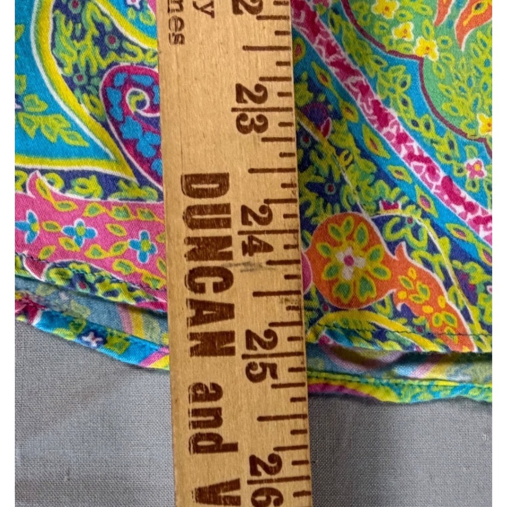 Lauren Ralph Lauren Paisley Button Down Shirt XL Multi Color Cotton Monogram - Picture 7 of 12